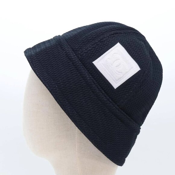 CHANEL Sports Line Hat cotton Black CC Auth am6872V main image 5
